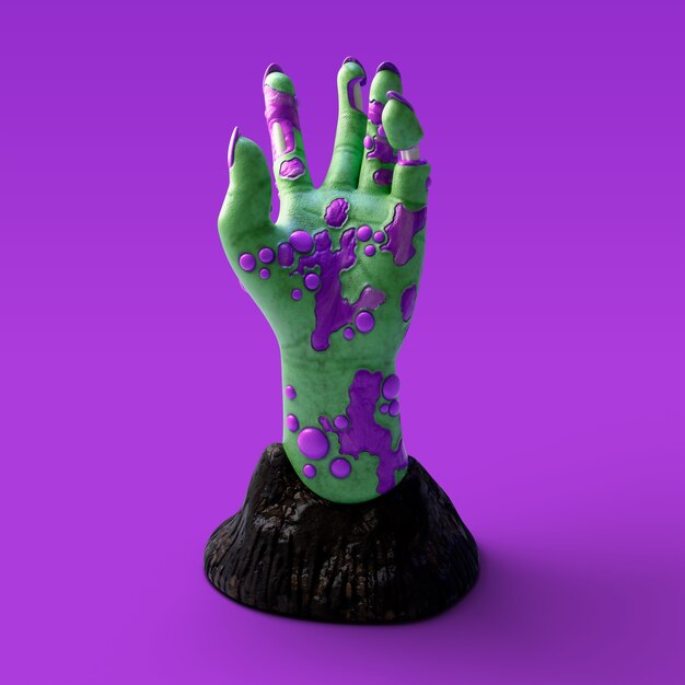 Renderizado en 3D de la mano del zombi