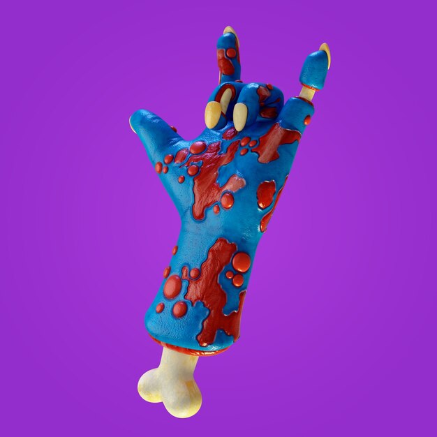 Renderizado en 3D de la mano del zombi