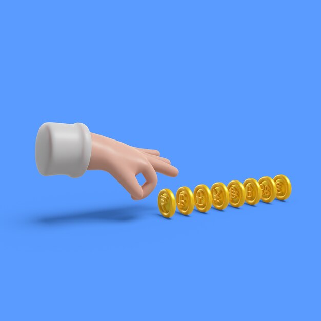 Renderizado en 3D de manos con dinero