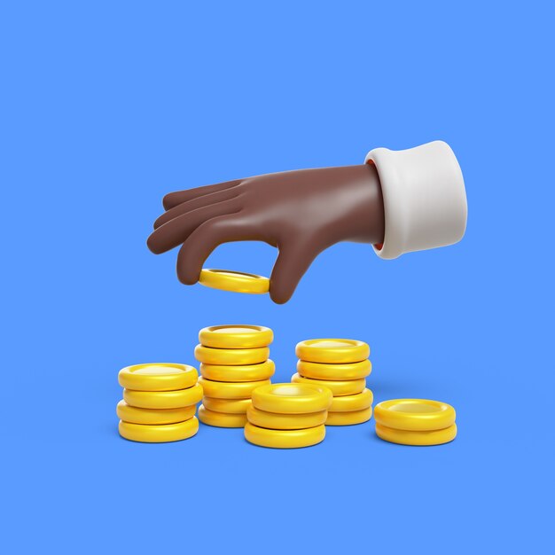 Renderizado en 3D de manos con dinero