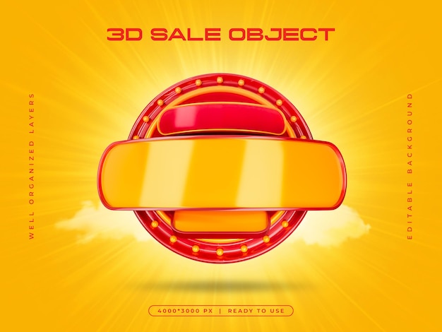 Renderizado 3D del objeto de venta aislado