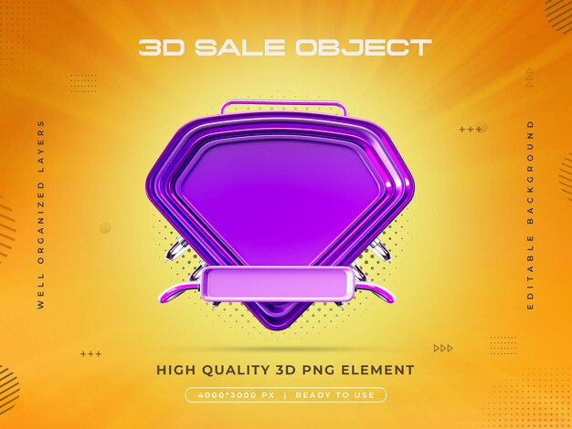 Renderizado 3D del objeto de venta aislado