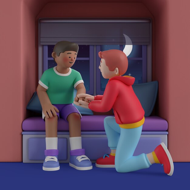 Renderizado en 3D de una pareja gay
