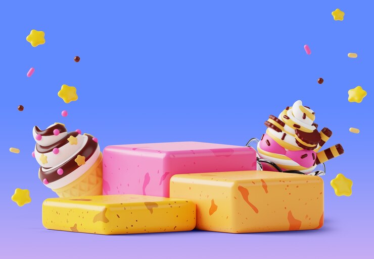 PSD gratuito renderizado en 3d del podio de ventas de helados