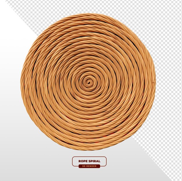 Renderizado en 3D de un primer plano de una espiral de cuerda enrollada en un fondo transparente