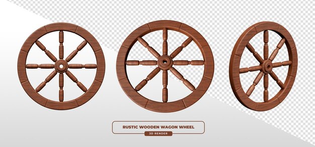Renderizado en 3D de la rueda de carro de madera rústica