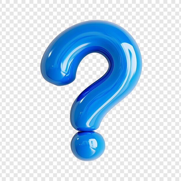 Renderizado en 3D de un signo de interrogación azul brillante