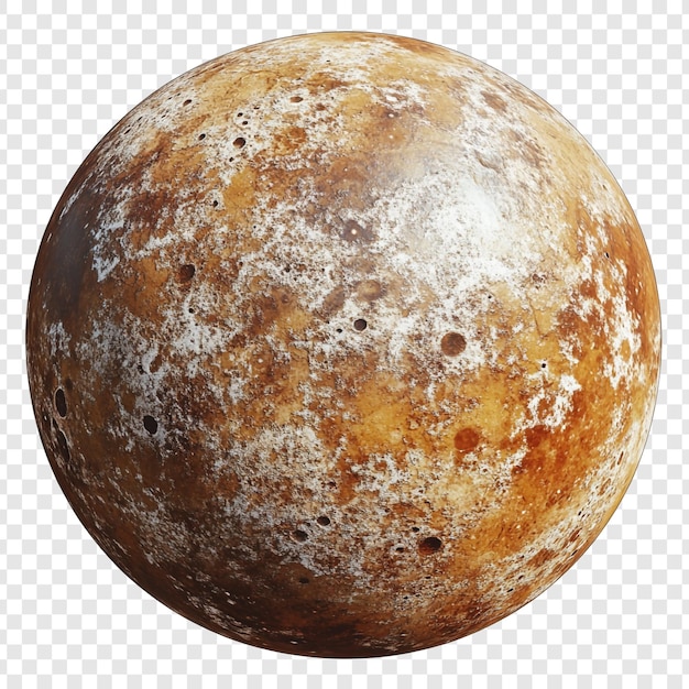 Renderizado en 3D de una superficie planetaria marrón y blanca