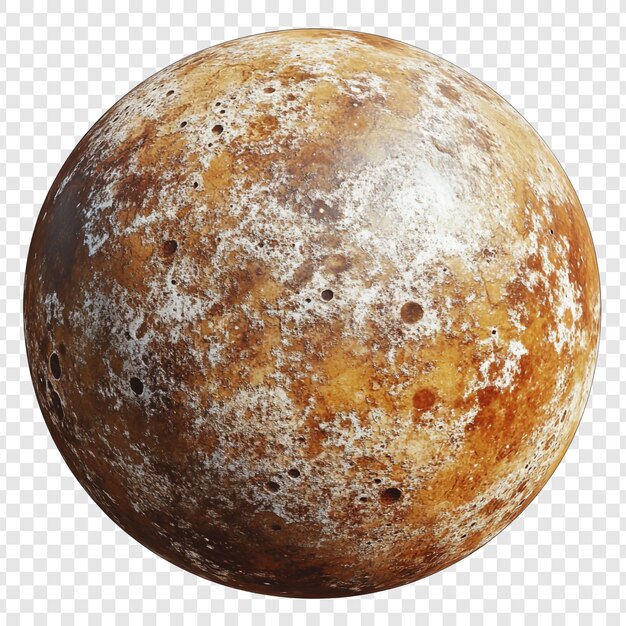 Renderizado en 3D de una superficie planetaria marrón y blanca