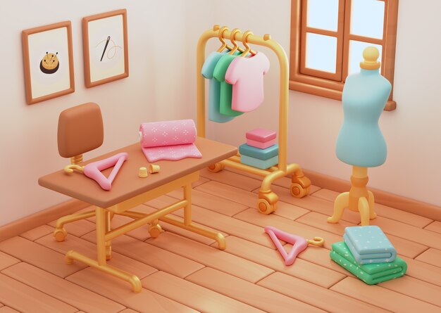 Renderizado en 3D del taller