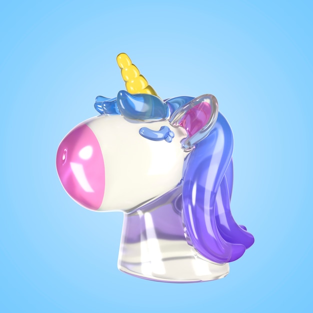 Renderizado en 3D del unicornio de cristal