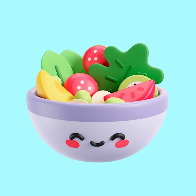 PSD gratuito renderizado de iconos 3d para un estilo de vida vegano