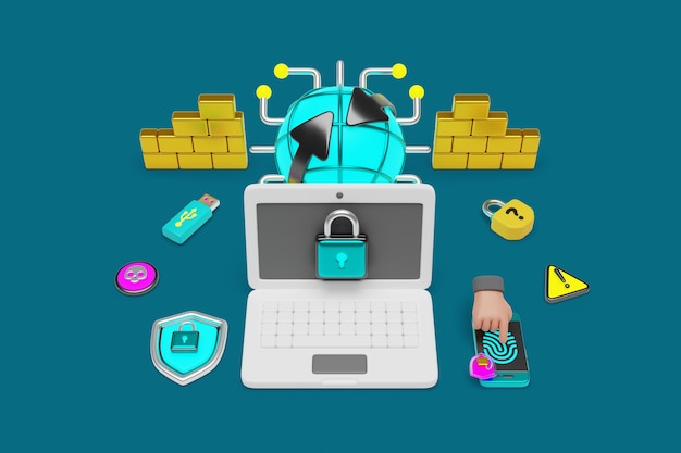 representación en 3D de los antecedentes de ciberseguridad