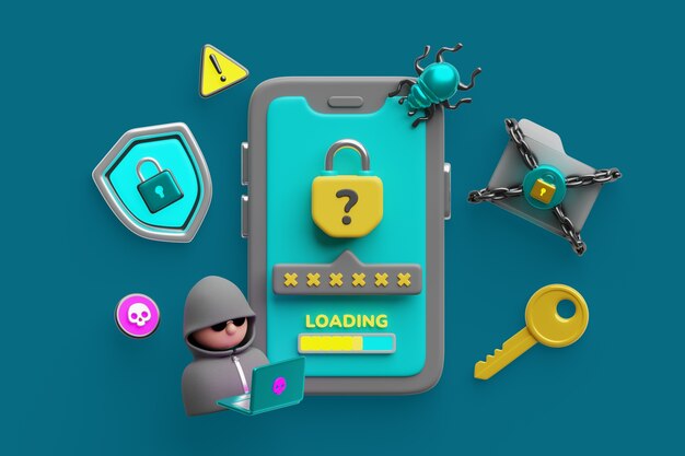 representación en 3D de los antecedentes de ciberseguridad