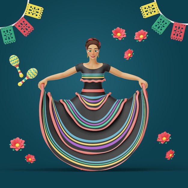 Representación 3D de bailarina