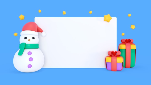 Representación 3D de banner de Navidad en blanco