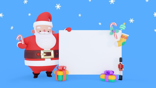 Representación 3D de banner de Navidad en blanco