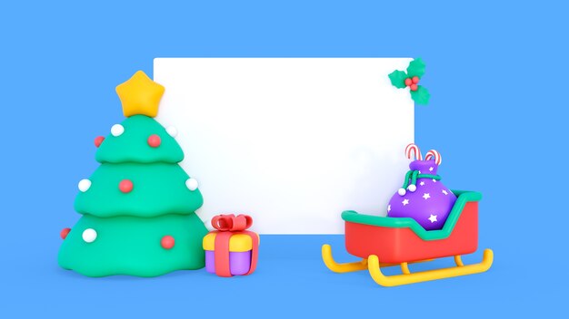 Representación 3D de banner de Navidad en blanco