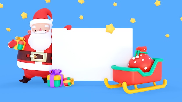 Representación 3d de banner de navidad en blanco