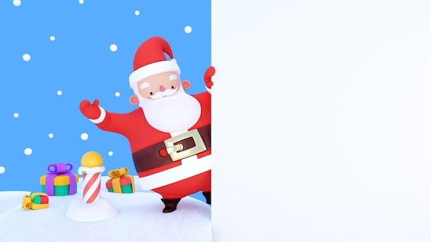 Representación 3D de banner de Navidad en blanco