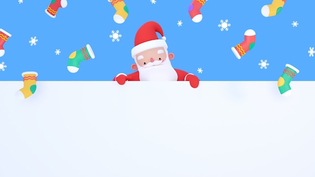 Representación 3D de banner de Navidad en blanco