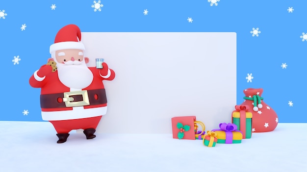 Representación 3D de banner de Navidad en blanco