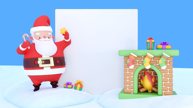 Representación 3d de banner de navidad en blanco