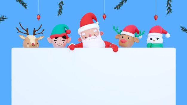Representación 3D de banner de Navidad en blanco