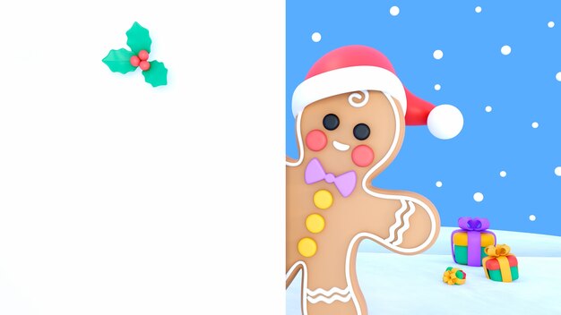 Representación 3D de banner de Navidad en blanco