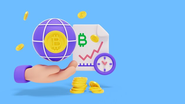 representación 3d de bitcoin