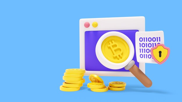 representación 3d de bitcoin