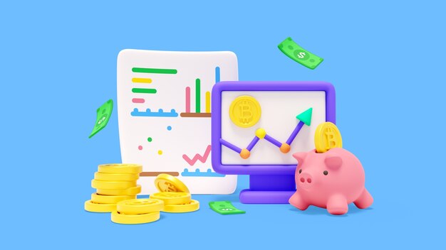 representación 3d de bitcoin