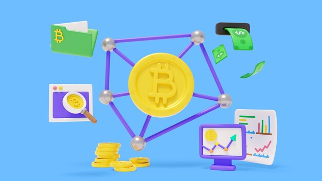 representación 3d de bitcoin