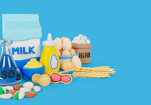 Representación 3D de bodegones de alérgenos alimentarios