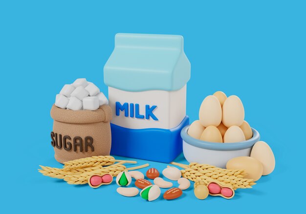 Representación 3D de bodegones de alérgenos alimentarios