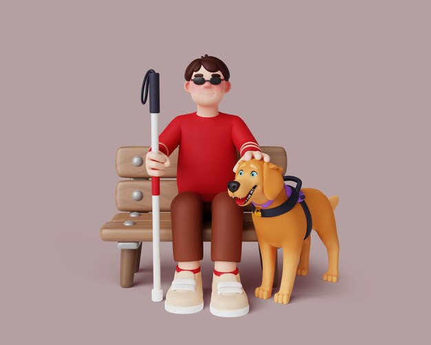 representación en 3D del carácter de la discapacidad visual