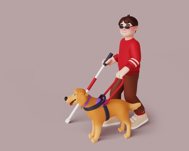 representación en 3D del carácter de la discapacidad visual