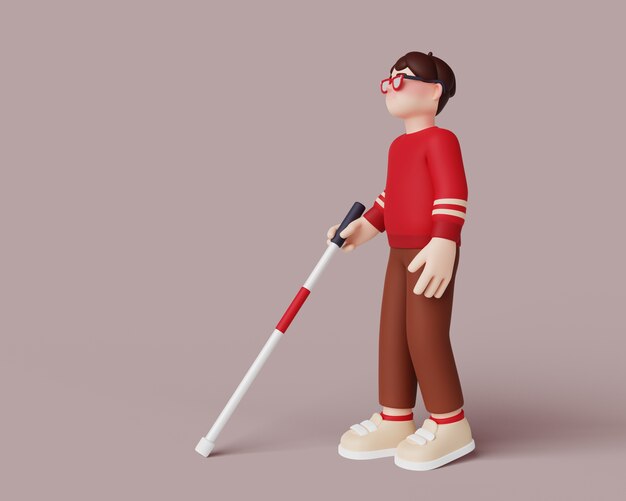 representación en 3D del carácter de la discapacidad visual