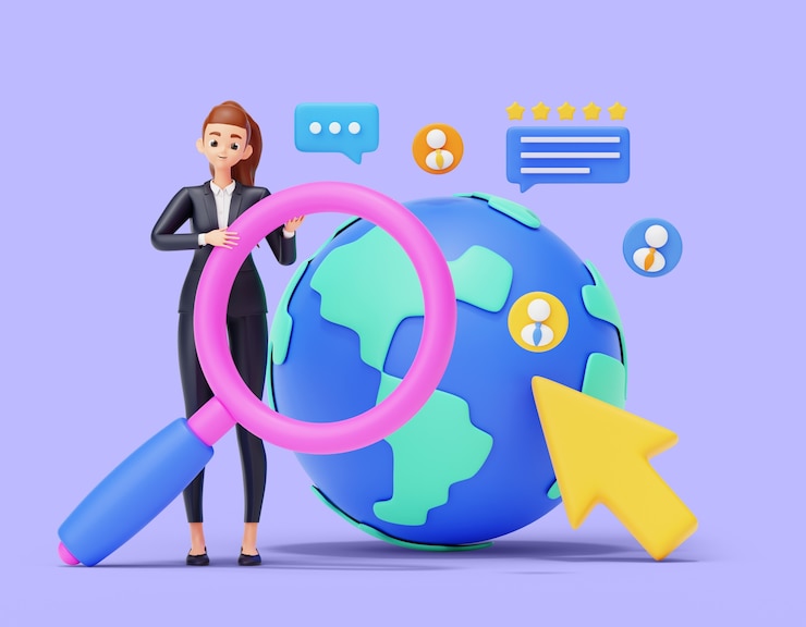 PSD gratuito representación 3d de la composición del personaje de empresaria