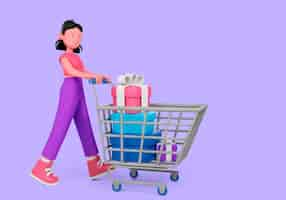 PSD gratuito representación 3d del concepto de compras