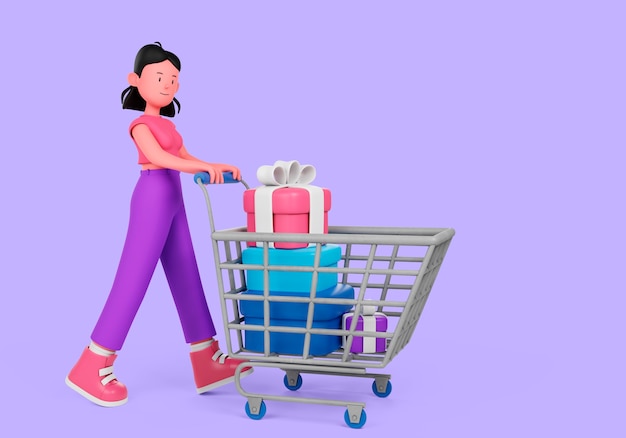 Representación 3d del concepto de compras