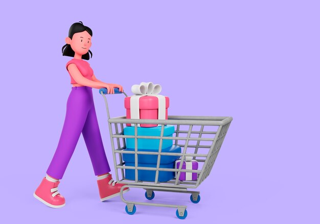 Representación 3d del concepto de compras