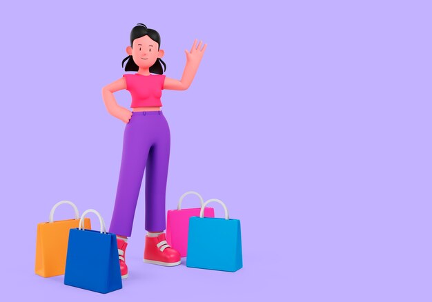 Representación 3d del concepto de compras