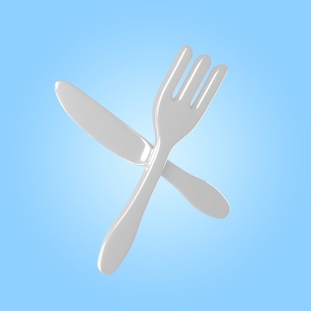 PSD gratuito representación 3d de cuchillo y tenedor