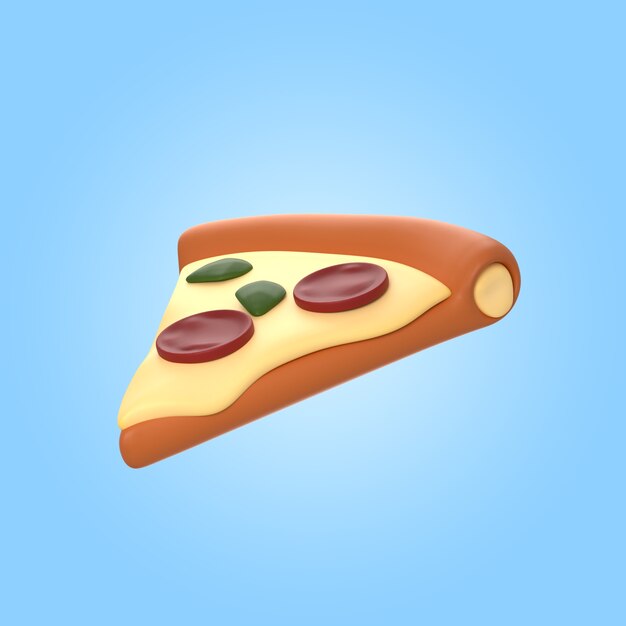 Representación 3D de una deliciosa rebanada de pizza