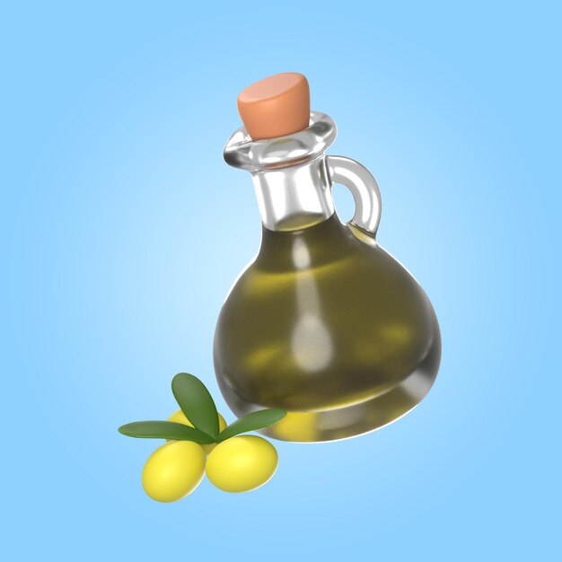 Representación 3D de delicioso aceite de oliva