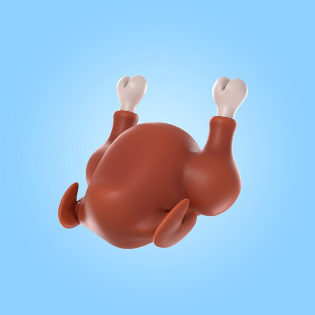 Representación 3D de delicioso pollo asado