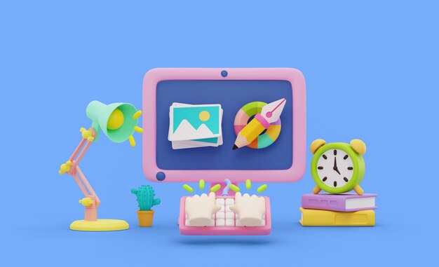 Representación 3D de diseño gráfico.