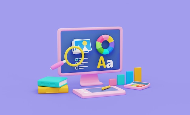 Representación 3D de diseño gráfico.