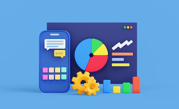 Representación 3D de diseño gráfico.